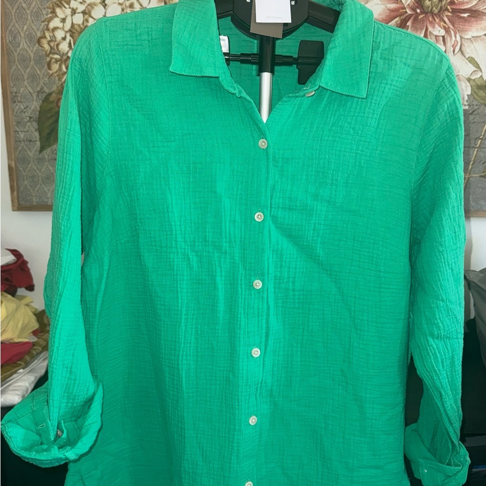 J. Jill Green Button-Up Blouse